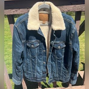 Denim fleece-lined jacket